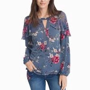 🎀 WHBM Blue Floral Top